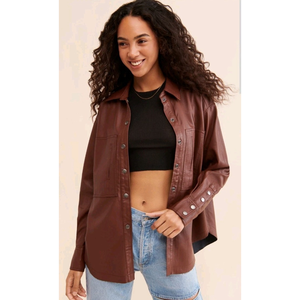 Free People Chocolate Leather Jacket
